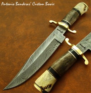 Antonio Banderas EXQUISITE 1 OF A KIND CUSTOM DAMASCUS BOWIE KNIFE 