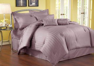piece queen stripe 500tc cotton comforter set purple free