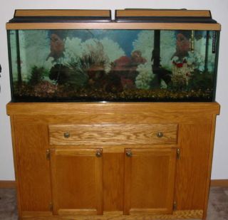 Pre Owned 55 Gal Aquarium Oak Stand Equipment Accessories Included 