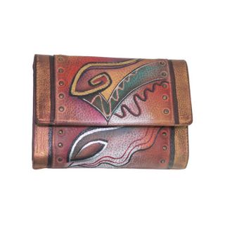 Anuschka Genuine Leather Ladies Small TriFold Hand Painted Abstract 