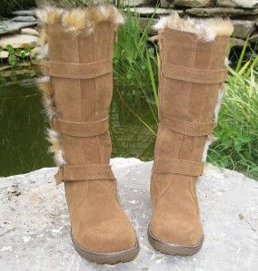   Girls Suede Leather & Fleece Trapper Boots APRES LAMO Sizes 6 7 8 9 10