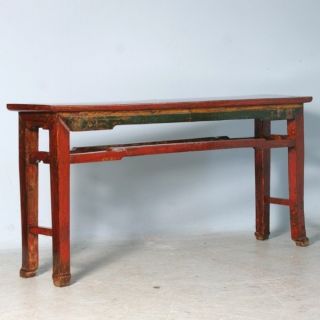 Antique Original Red Chinese Lacquered Console Table C 1830 1850 