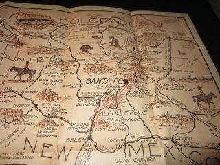   1939 Santa FE Railroad Southwest Map Broome Arizona New Mexico