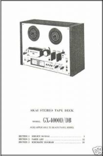 akai gx 4000d db stereo tape deck service manual on