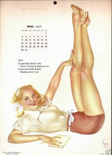 may 1948 calendar varga vargas pin up girlie blonde time