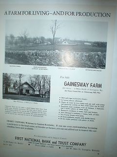 Newly listed 1956 GAINESWAY FARM FOR SALE AD Horse Racing Magazine