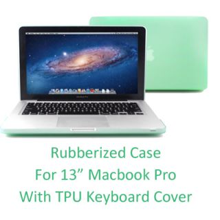 13 3 Aqua Green Rubberized Case for MacBook Pro with TPU Keyboard 