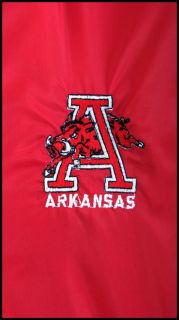 awesome 1980s vintage red arkansas razorbacks jacket with snap button 