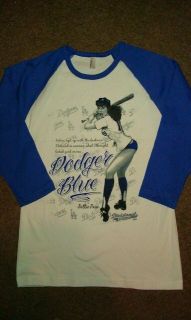 bettie page dodgers womans 3 4 sleeve baseball t shirt