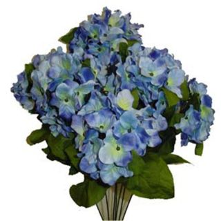   Blue Satin Hydrangea Bush Silk Flowers Artificial Arrangements