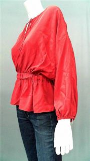 Aaron Ashe Michael Misses s Blouse Top Nilerive Red Solid Long Sleeve 
