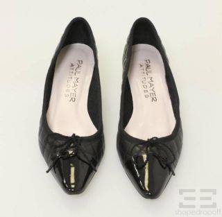 Paul Mayer Attitudes Black Quilted & Patent Cap Toe Kitten Heels Size 