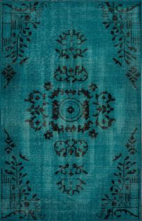 Transitional Alden Overdyed Area Rug 8 x 10 Turquoise Claude