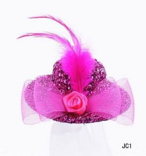 1pc Sweet Mini Top Hat Hair Clip Feather Gauze Borknot Cocktail Party 