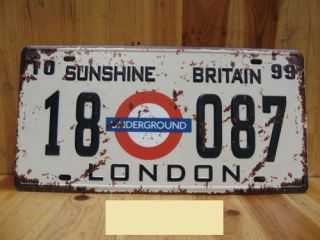    Poster London Underground Wall Sign Decor Auto Car License Plate Tin