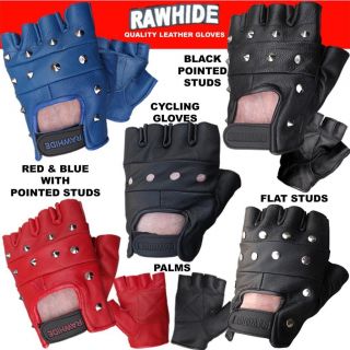 LEATHER FINGERLESS GLOVES 4 BIKERS WEIGHT TRAINING CYCLING AND 