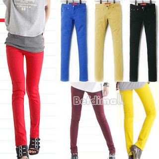 hottest Ladys Colorful Pencil Pant Slim Fit Skinny Stretch Jeans 