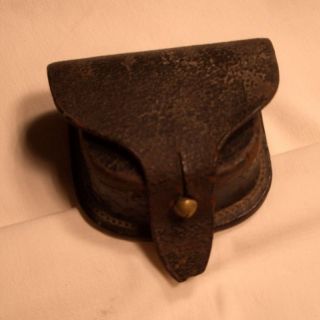civil war percussion cap box original leather 