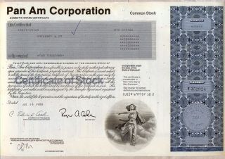 pan am corporation stock certificate airline american world 