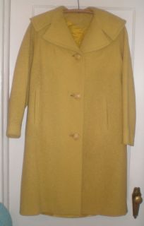 Vintage Womens Arnold Constable 5th Ave Gold Textured Fabric Coat 