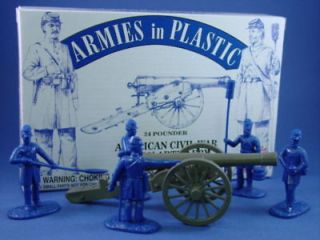   Toy Soldiers Armies in Plastic 54mm Union Artillery Crew with Cannon