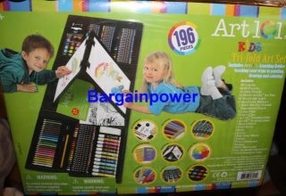 Creations Kids Trifold Art Set 196 Pieces Pop Up Double Sided 