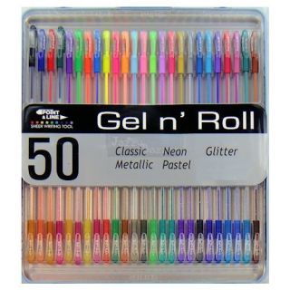 50 Colours Gel Art Craft Pens Classic Neon Glitter Metallic Pastel Set 