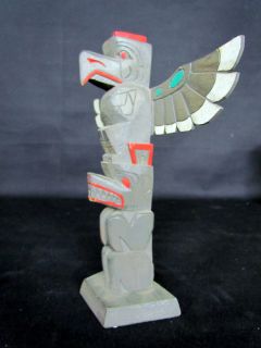 Antique Vancouver BC Canada Carved Wood Indian Totem Pole by Robert 