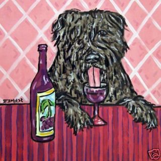 Bouvier Des Flandres art folk coaster dog art TILE gift JSCHMETZ wine 