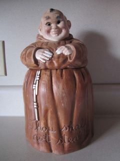 Vintage Twin Winton Monk Art Pottery Cookie Jar Friar Tuck Free 