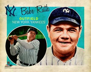 Babe Ruth Retro Supercard Vintage Style New York Yankees Poster Print 