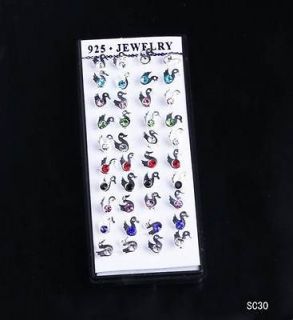 40pcs New Ducks Rhinestone Solid 925 Sterling Silver Earring Ear Stud 