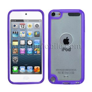 apple ipod touch 5g 5th gen case purple clear gummy hard cover tpu 