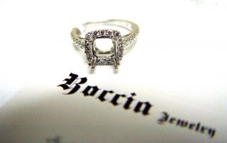 18K White Gold Engagement Ring for Ascher Cut Diamond
