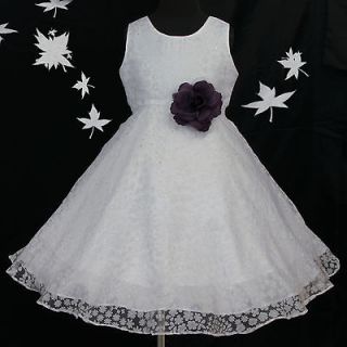Deep Purple Ivory dpi097 Communion Flower Party Wedding Girls Dress 9 