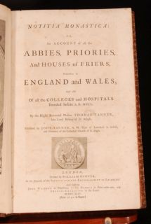 1744 Notitia Monastica ABBIES PRIORIES Houses Friers England Wales