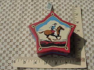 Star Shaped Cardboard Box Ornament with Cowboy Riding Horse New O012 