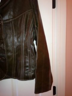   Leather Maxima Womens Olive Asparagus Green Leather Coat XL