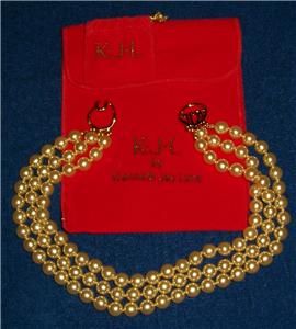 Kenneth Jay Lane Barbara Bush Inaugural Triple Strand Pearl Necklace 