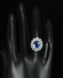Edwardian RARE Burma Sapphire No Heat Lots of Diamond Platinum Ring 