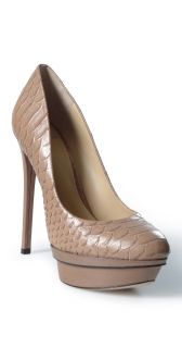 Brian Atwood Fontanne Snake Embossed Exotic Leather Platform Pumps 8 5 