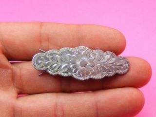   Vintage South Western Sterling Silver HAIR BARRETTE Tooled Etching
