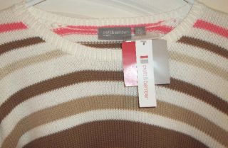 croft & barrow woman BEIGE PINK BROWN & WHITE Stripes Sweater 2X nwt