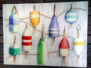 Buoy Cutting Board Glass Art Counter Saver Nautical Fishing Lodge 