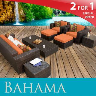Bahama 8PC Set Outdoor Wicker Patio Garden Furniture Tangerine New 