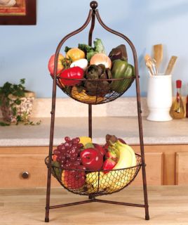   Tier Kitchen Metal Fruit Candy Storage Basket Organizer Decor