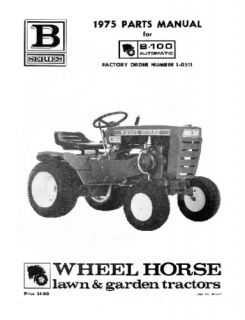 Wheel Horse Tractor Parts Manual B 100 Auto 1 0511