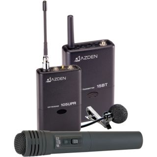 Azden 105ULH Wireless UHF Lavaliere and Hand Held Microphone System 