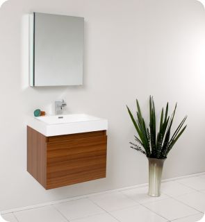 Fresca Nano Teak Modern Bathroom Vanity w Medicine Cabinet FVN8006TK 