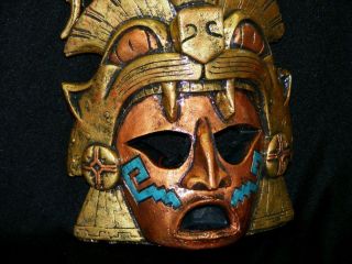 Large Aztec Warrior Mask Stone Jaguar Calendar Mayan Mexican Art Maya 